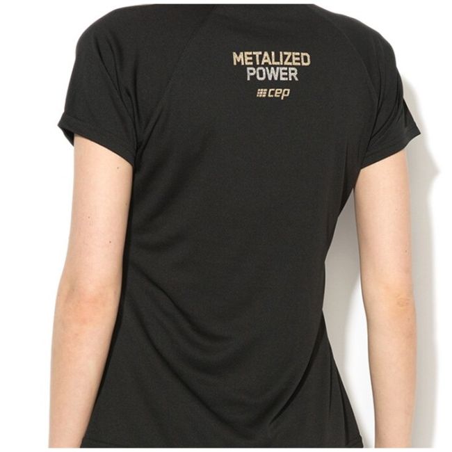 CEP Tricou alergare  femei Brand metalized Run shirt - negru auriu