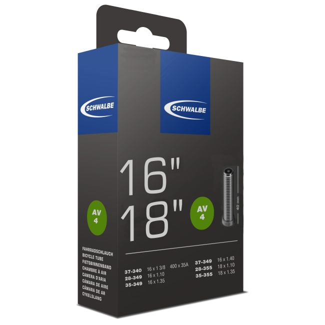 Schwalbe Camera AV4 16-18 inch - 16"x1 3/8 -> 18x1.35 - 37-340 -> 35-355 - valva auto 40 mm
