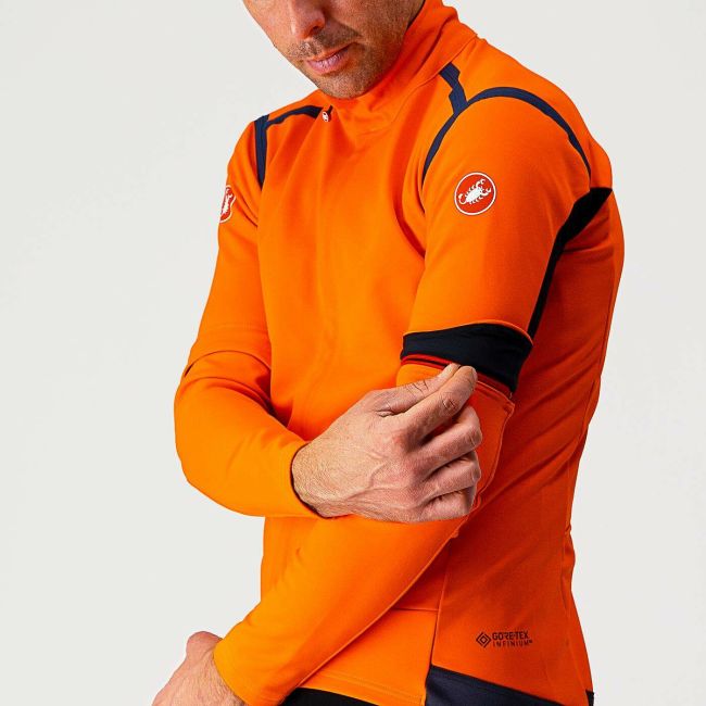 Castelli - Jacheta ciclism vreme rece 2 in 1 cu maneci detasabile, Perfetto Ros Convertible - Portocaliu negru gri