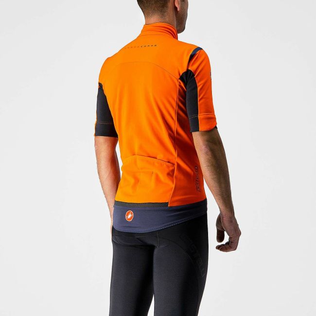 Castelli - Jacheta ciclism vreme rece 2 in 1 cu maneci detasabile, Perfetto Ros Convertible - Portocaliu negru gri