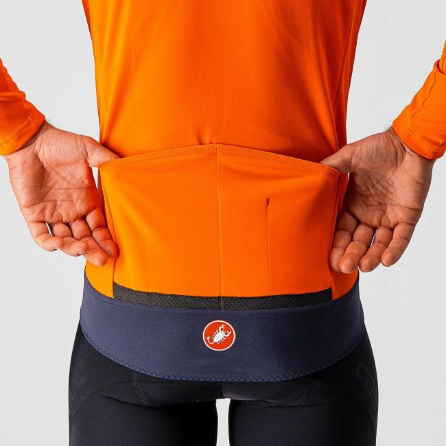 Castelli - Jacheta ciclism vreme rece 2 in 1 cu maneci detasabile, Perfetto Ros Convertible - Portocaliu negru gri