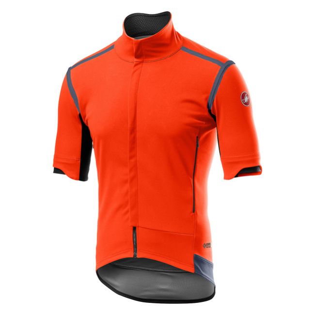 Castelli - Jacheta ciclism vreme rece 2 in 1 cu maneci detasabile, Perfetto Ros Convertible - Portocaliu negru gri