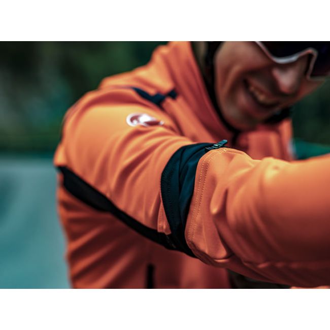 Castelli - Jacheta ciclism vreme rece 2 in 1 cu maneci detasabile, Perfetto Ros Convertible - Portocaliu negru gri