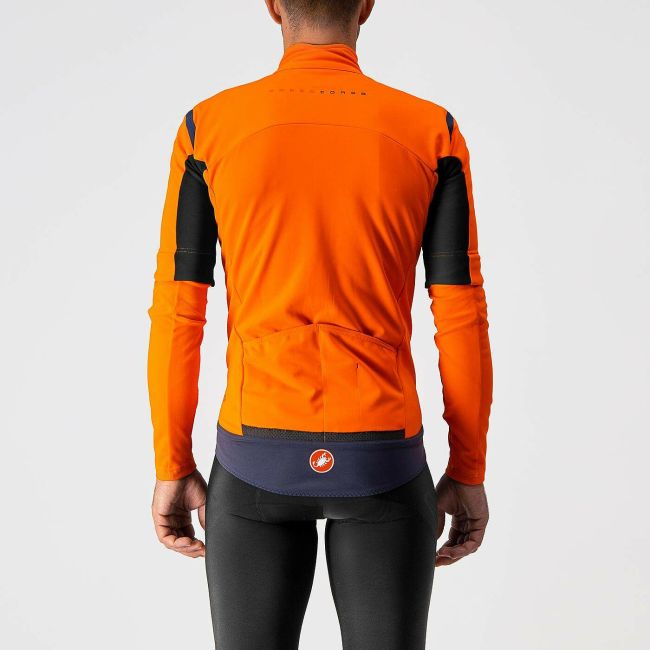 Castelli - Jacheta ciclism vreme rece 2 in 1 cu maneci detasabile, Perfetto Ros Convertible - Portocaliu negru gri
