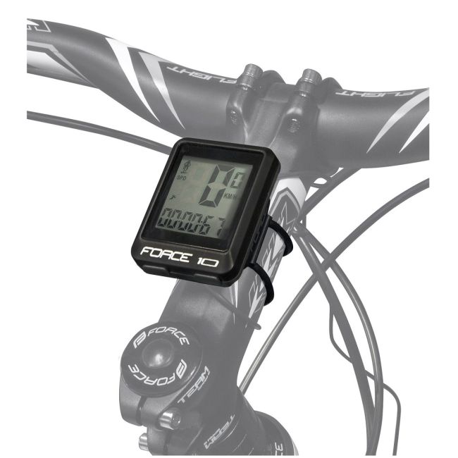 Force - Computer bicicleta (Ciclocomputer) 10F cu fir - Negru