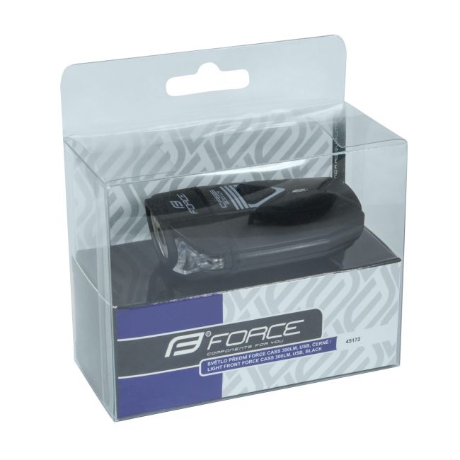 Force - Lumina bicicleta fata (far fata) Force CASS, 300 lumeni, incarcare USB - negru
