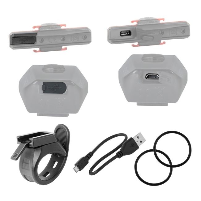 Force - Set lumini (far + stop) Glare, 1 led - negru
