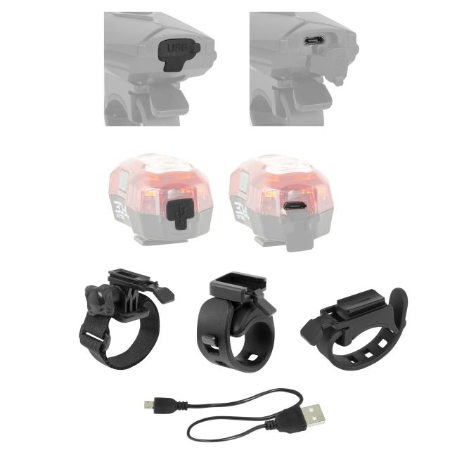 Force - Set lumini pentru bicicleta (far + stop) Force Express USB - negru