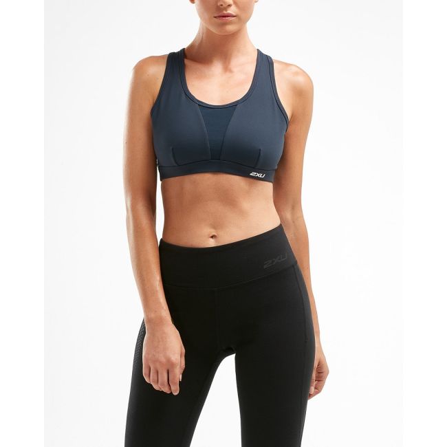 2XU - Bustiera sport pentru femei XVENT Crop - negru alb