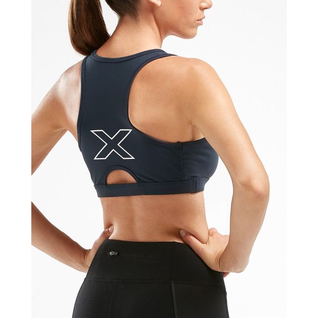 2XU - Bustiera sport pentru femei XVENT Crop - negru alb