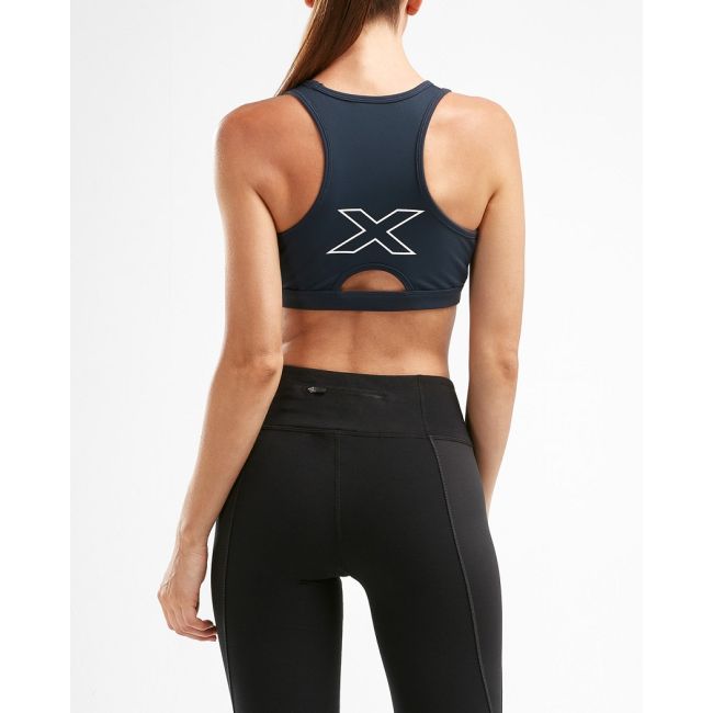 2XU - Bustiera sport pentru femei XVENT Crop - negru alb