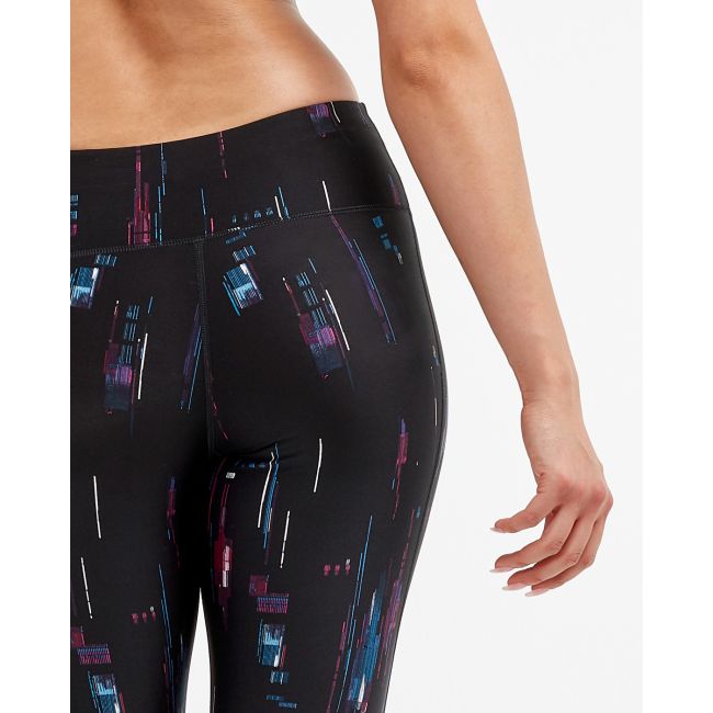 2XU - Colanti de compresie cu talie medie pentru femei Print Mid-Rise Comp Tights - negru