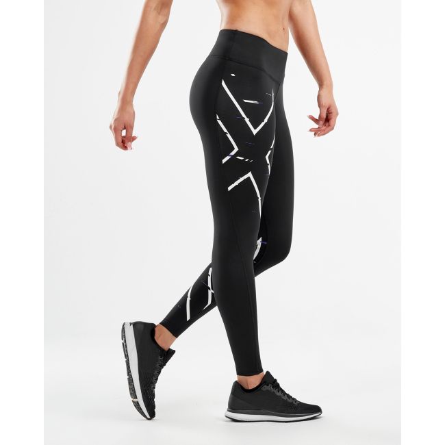 2XU - Colanti de compresie femei talie medie Mid-Rise Compression Tight - Negru - Mov