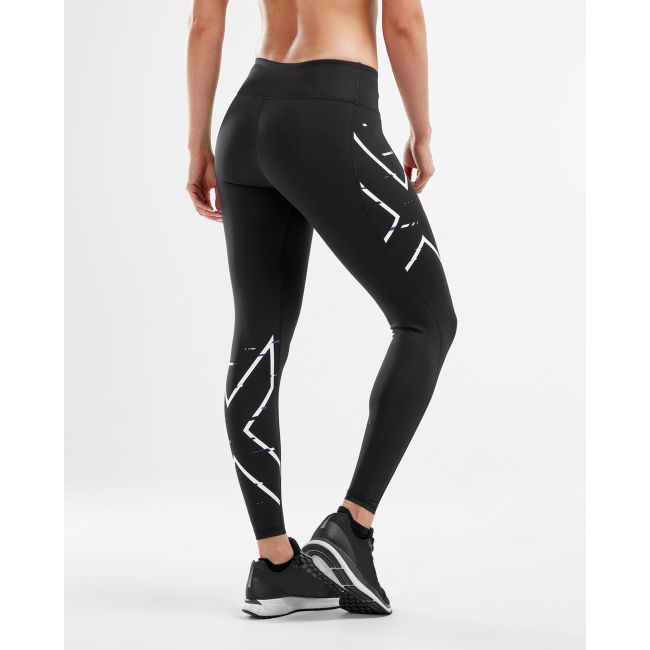 2XU - Colanti de compresie femei talie medie Mid-Rise Compression Tight - Negru - Mov