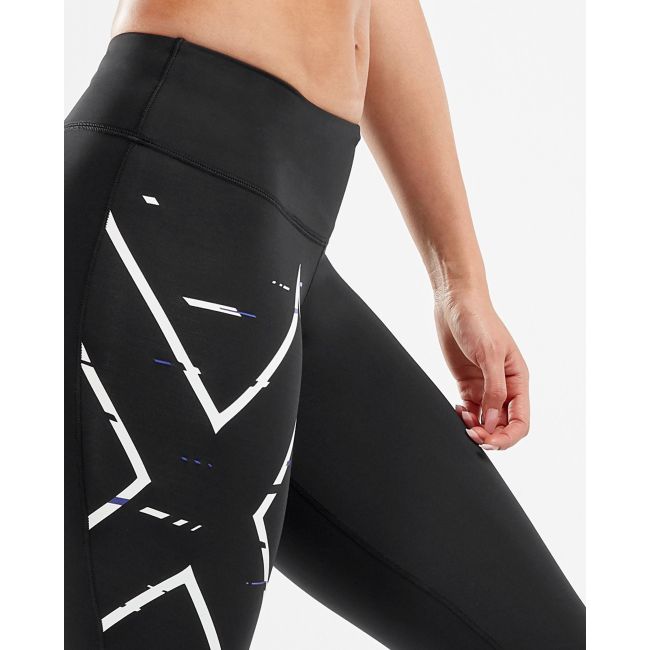 2XU - Colanti de compresie femei talie medie Mid-Rise Compression Tight - Negru - Mov