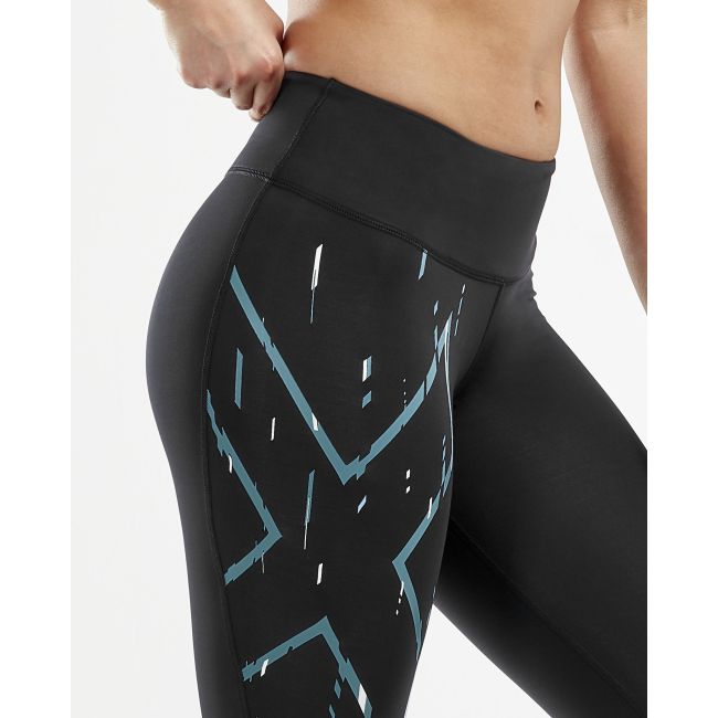 2XU - Colanti de compresie femei talie medie Mid-Rise Compression Tight - negru-albastru
