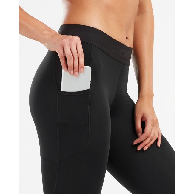2XU - Colanti de compresie pentru femei (cu buzunar) Accel Comp Tights with Storage  - negru-albastru