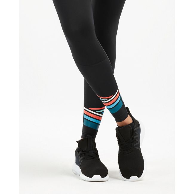 2XU - Colanti de compresie pentru femei (cu buzunar) Accel Comp Tights with Storage  - negru-albastru