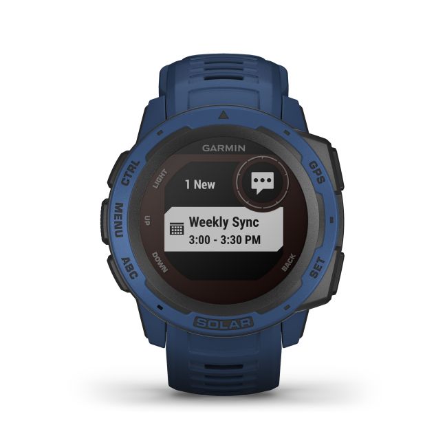 Garmin - Instinct Solar - albastru Tidal - ceas inteligent cu GPS cu functii avansate pentru sport si incarcare solara