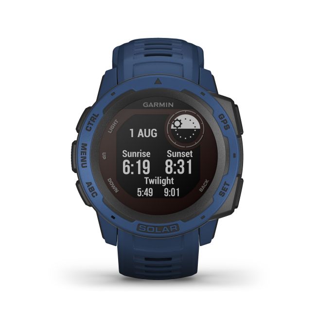 Garmin - Instinct Solar - albastru Tidal - ceas inteligent cu GPS cu functii avansate pentru sport si incarcare solara