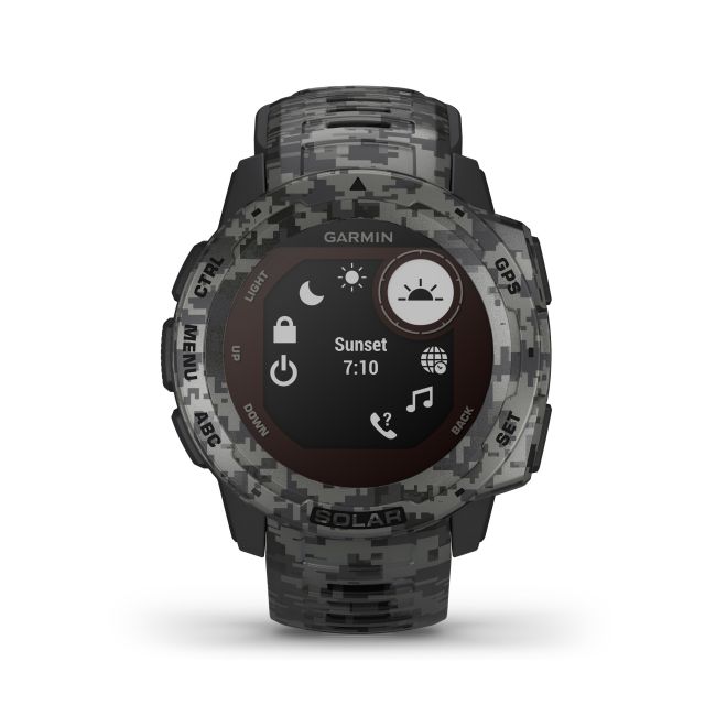 Garmin - Instinct Solar Camo edition - Graphite - ceas inteligent cu GPS cu functii avansate pentru sport si incarcare solara