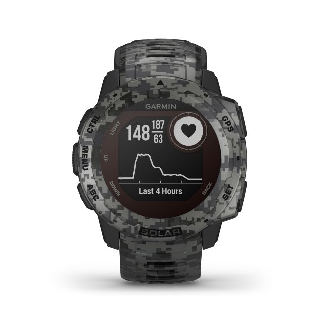 Garmin - Instinct Solar Camo edition - Graphite - ceas inteligent cu GPS cu functii avansate pentru sport si incarcare solara