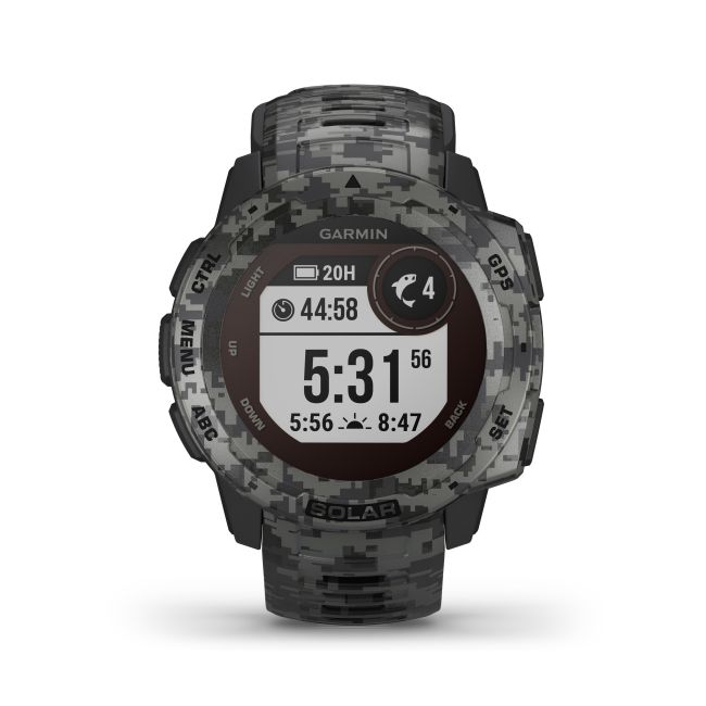 Garmin - Instinct Solar Camo edition - Graphite - ceas inteligent cu GPS cu functii avansate pentru sport si incarcare solara