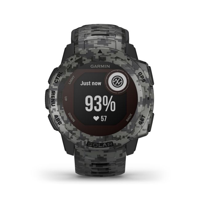Garmin - Instinct Solar Camo edition - Graphite - ceas inteligent cu GPS cu functii avansate pentru sport si incarcare solara