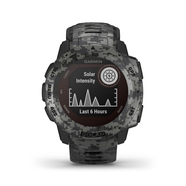 Garmin - Instinct Solar Camo edition - Graphite - ceas inteligent cu GPS cu functii avansate pentru sport si incarcare solara