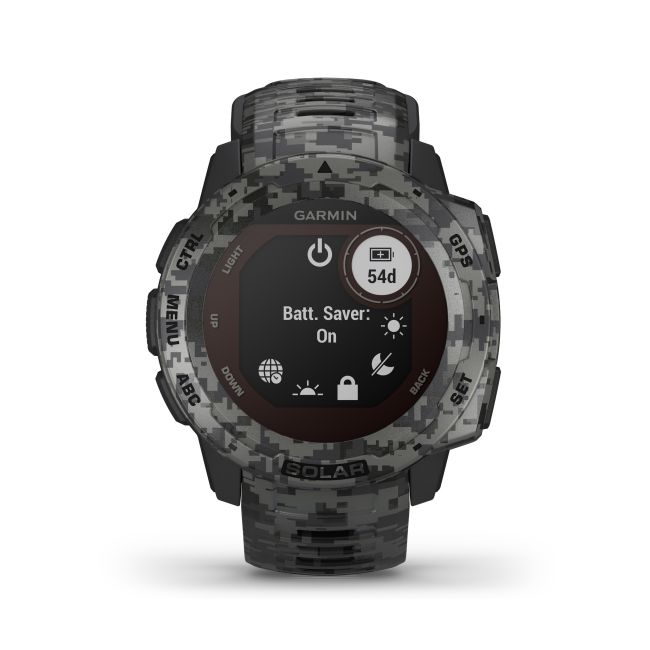 Garmin - Instinct Solar Camo edition - Graphite - ceas inteligent cu GPS cu functii avansate pentru sport si incarcare solara