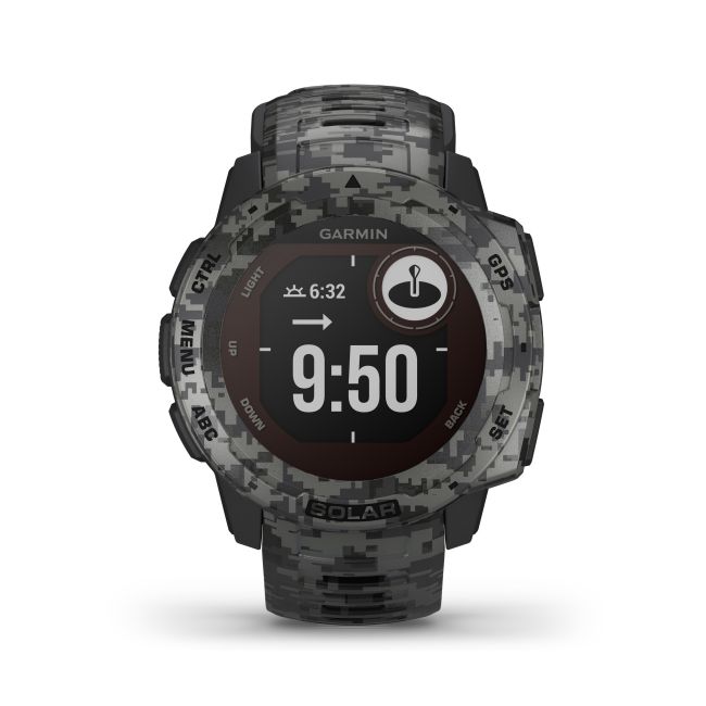 Garmin - Instinct Solar Camo edition - Graphite - ceas inteligent cu GPS cu functii avansate pentru sport si incarcare solara