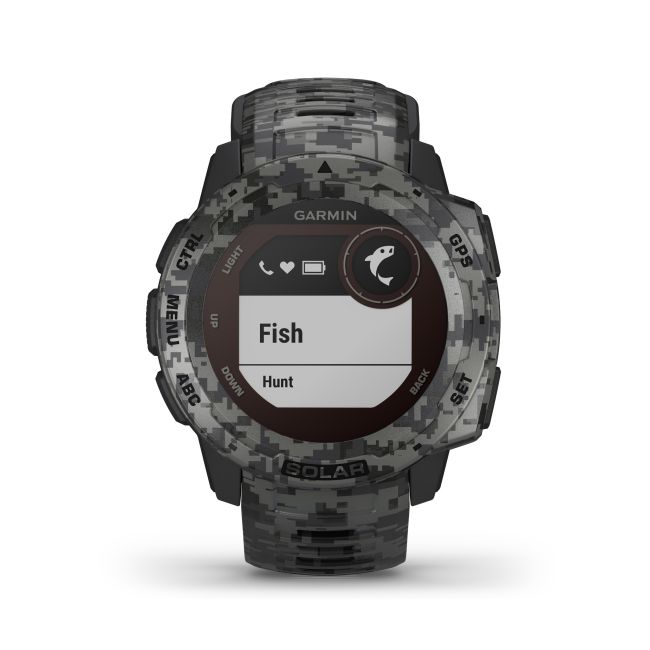 Garmin - Instinct Solar Camo edition - Graphite - ceas inteligent cu GPS cu functii avansate pentru sport si incarcare solara