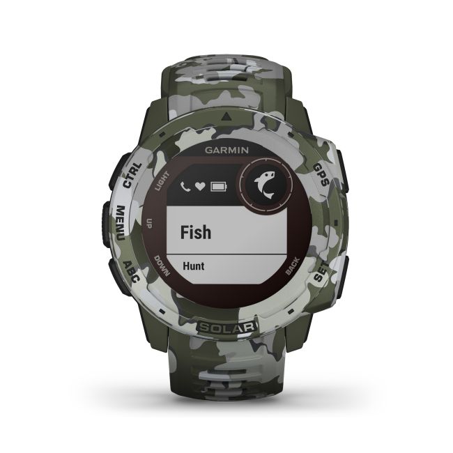 Garmin - Instinct Solar Camo edition - Lichen - ceas inteligent cu GPS cu functii avansate pentru sport si incarcare solara