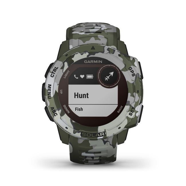 Garmin - Instinct Solar Camo edition - Lichen - ceas inteligent cu GPS cu functii avansate pentru sport si incarcare solara