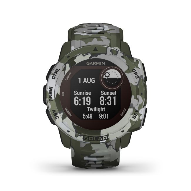 Garmin - Instinct Solar Camo edition - Lichen - ceas inteligent cu GPS cu functii avansate pentru sport si incarcare solara