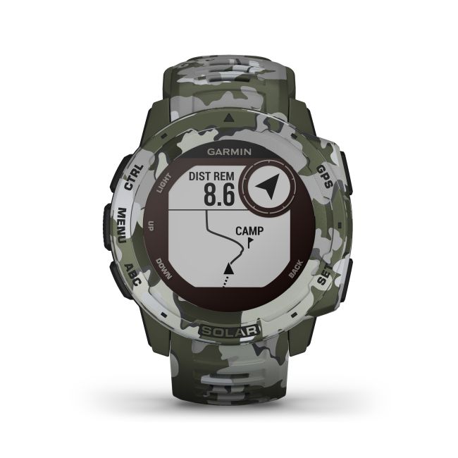 Garmin - Instinct Solar Camo edition - Lichen - ceas inteligent cu GPS cu functii avansate pentru sport si incarcare solara