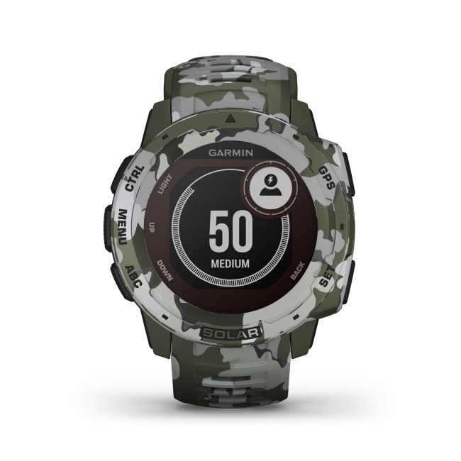 Garmin - Instinct Solar Camo edition - Lichen - ceas inteligent cu GPS cu functii avansate pentru sport si incarcare solara