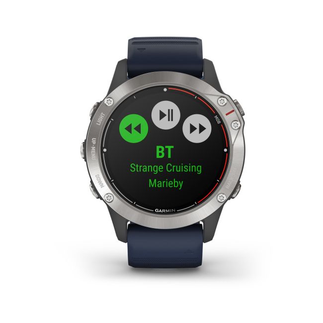 Garmin - quatix 6 - rama argintie cu curea silicon Captain Blue - ceas inteligent premium cu GPS cu functii avansate pentru sport si navigatie