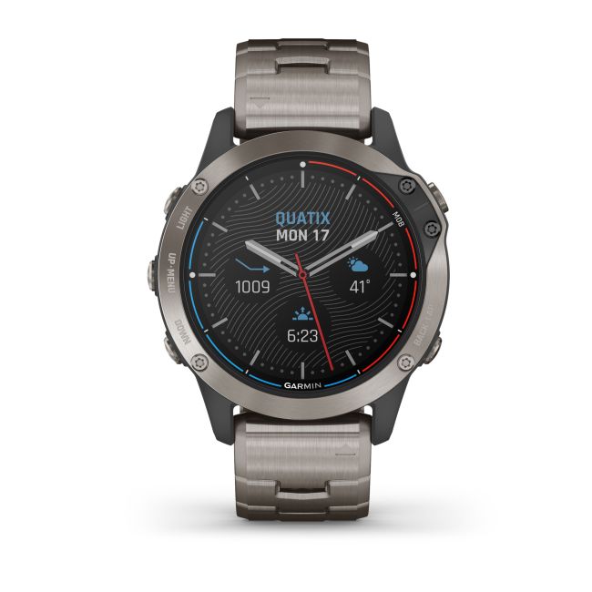 Garmin - quatix 6 Sapphire Titanium - ceas inteligent premium cu GPS cu functii avansate pentru sport si navigatie - 47mm diametru
