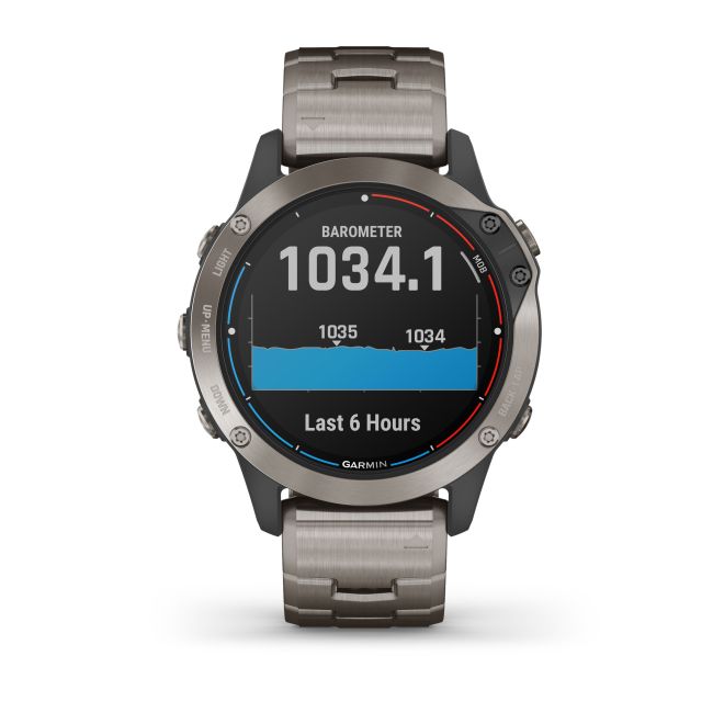 Garmin - quatix 6 Sapphire Titanium - ceas inteligent premium cu GPS cu functii avansate pentru sport si navigatie - 47mm diametru