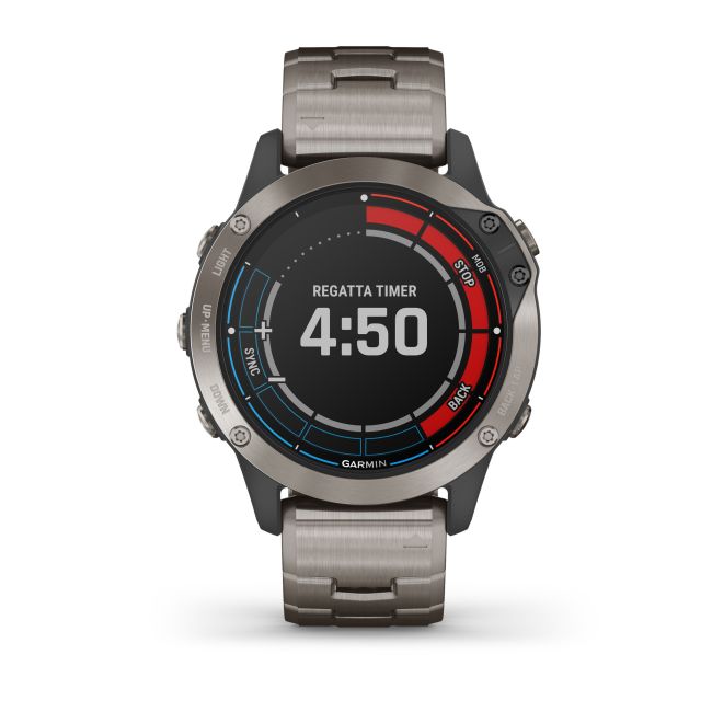 Garmin - quatix 6 Sapphire Titanium - ceas inteligent premium cu GPS cu functii avansate pentru sport si navigatie - 47mm diametru