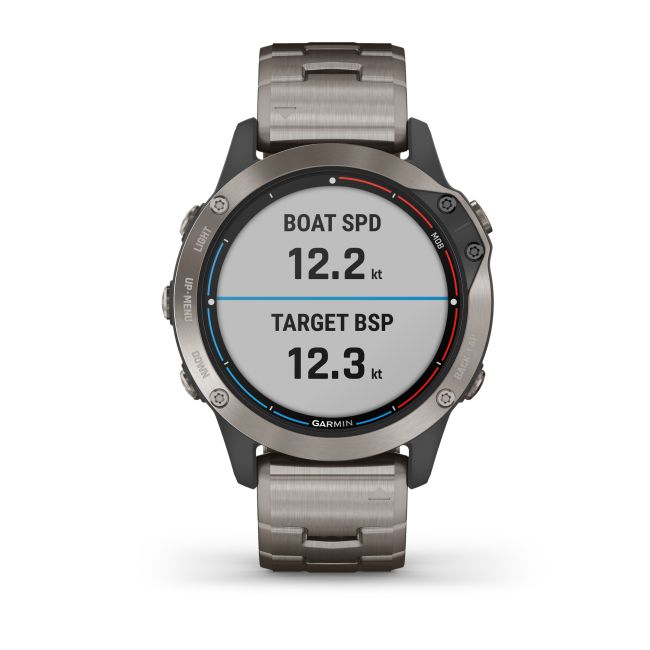 Garmin - quatix 6 Sapphire Titanium - ceas inteligent premium cu GPS cu functii avansate pentru sport si navigatie - 47mm diametru