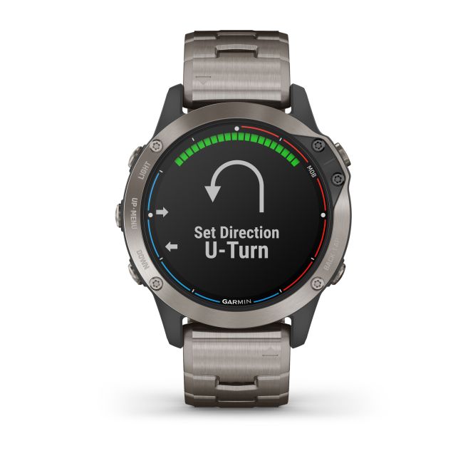 Garmin - quatix 6 Sapphire Titanium - ceas inteligent premium cu GPS cu functii avansate pentru sport si navigatie - 47mm diametru