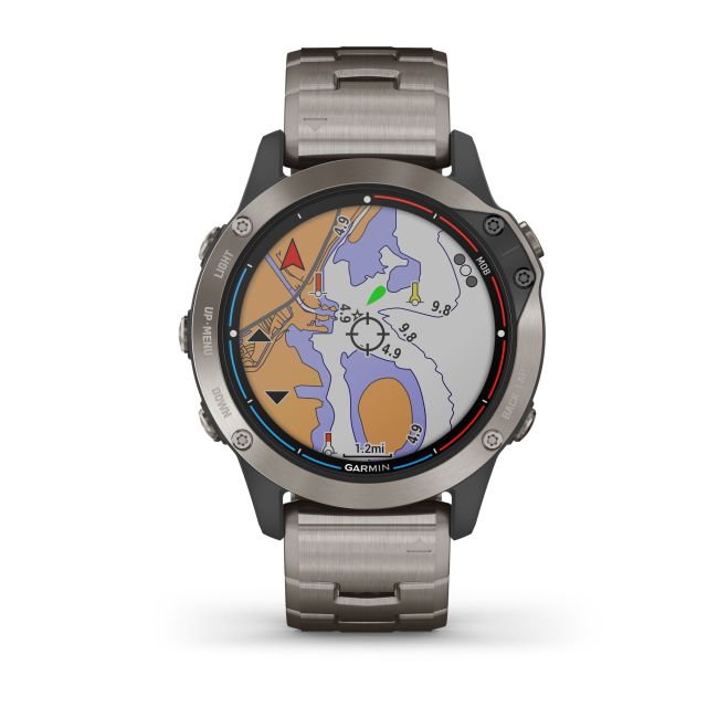 Garmin - quatix 6 Sapphire Titanium - ceas inteligent premium cu GPS cu functii avansate pentru sport si navigatie - 47mm diametru