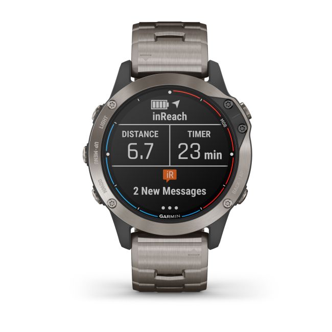 Garmin - quatix 6 Sapphire Titanium - ceas inteligent premium cu GPS cu functii avansate pentru sport si navigatie - 47mm diametru
