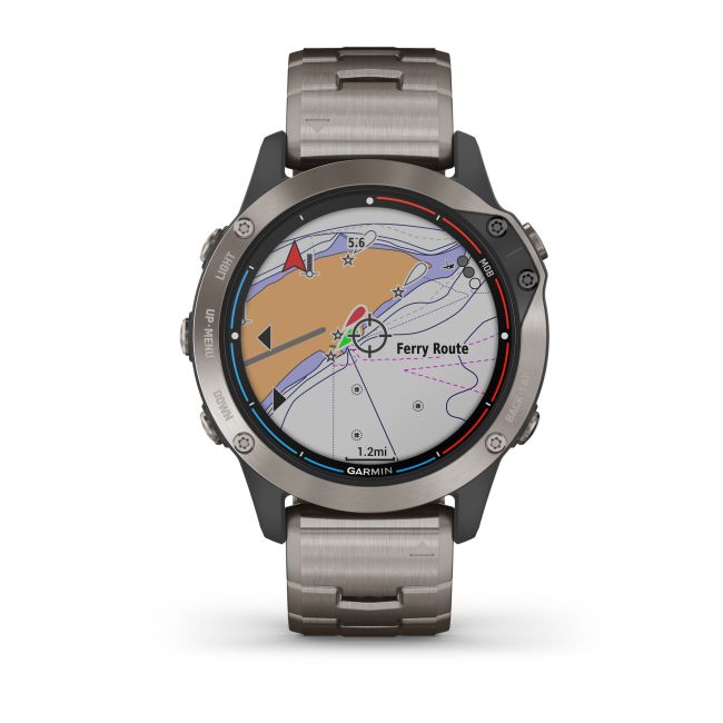 Garmin - quatix 6 Sapphire Titanium - ceas inteligent premium cu GPS cu functii avansate pentru sport si navigatie - 47mm diametru