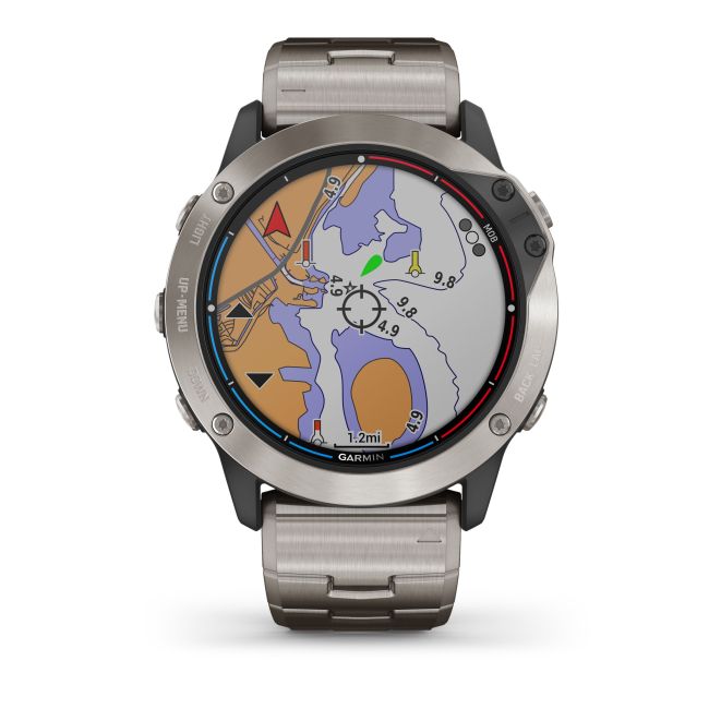 Garmin - quatix 6x Solar Titanium - ceas inteligent premium cu GPS cu functii avansate pentru sport si navigatie - 51mm diametru
