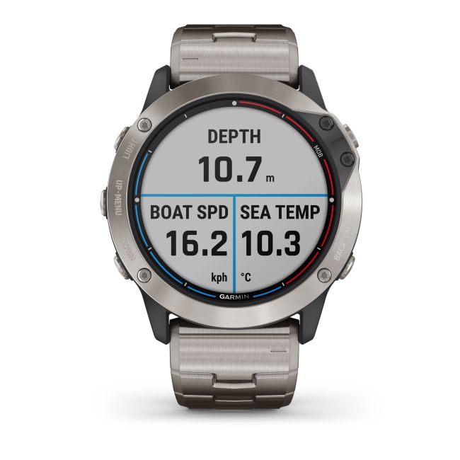 Garmin - quatix 6x Solar Titanium - ceas inteligent premium cu GPS cu functii avansate pentru sport si navigatie - 51mm diametru