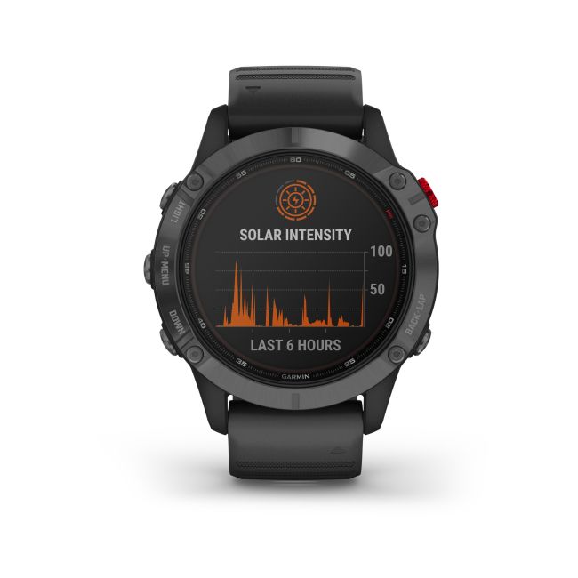 Garmin - Fenix 6 PRO Solar - rama gri slate cu curea silicon neagra - ceas inteligent premium cu GPS pentru sport