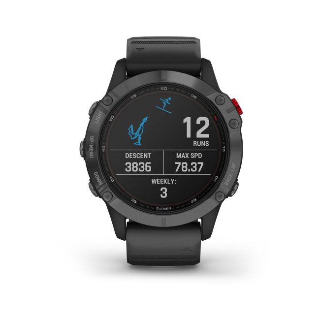 Garmin - Fenix 6 PRO Solar - rama gri slate cu curea silicon neagra - ceas inteligent premium cu GPS pentru sport